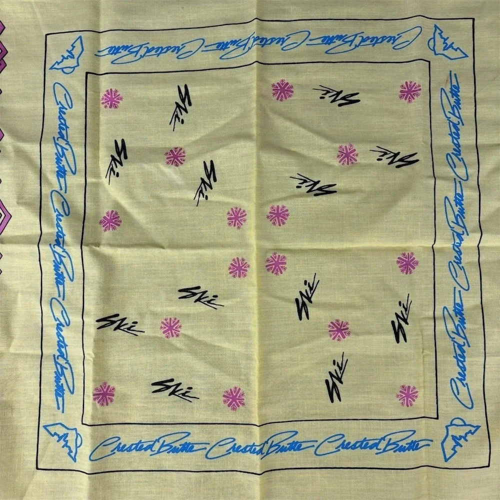 Vintage Crested Butte Colorado‎ Ski Snowflake Print Square Scarf Bandana